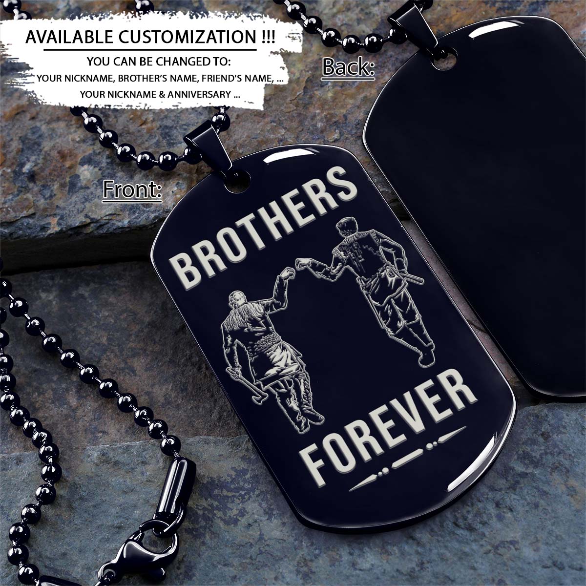 Viking Dog Tag - Brothers Forever - Ragnar Lothbrok - Floki - Valhalla - Norse Mythology - Scandinavian - Viking Necklace - Engrave Dog Tag