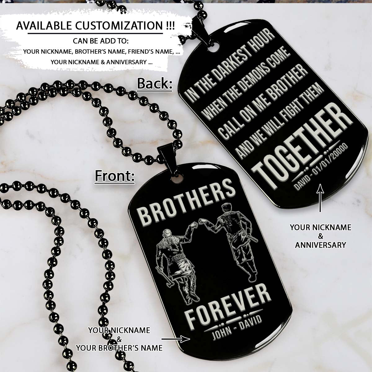 viking dog tag - brothers forever - call on me brother - ragnar lothbrok - floki - valhalla - norse mythology - scandinavian - viking necklace - engrave dog tag