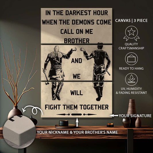 Viking - 3 Piece Wall Art - VK016 - Call On me Brother - Ragnar Lothbrok - Floki - Viking Canvas
