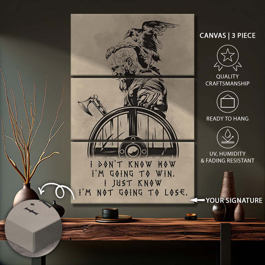 Viking - 3 Piece Wall Art - VK056 - I’m Not Going To Lose - Ragnar Lothbrok - Viking Canvas