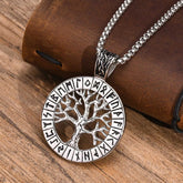 Viking - Rock Punk Men Norse Viking Necklaces Mythology Runes Amulet Jewelry, Stainless Steel The Tree Of Life Pendant Collar