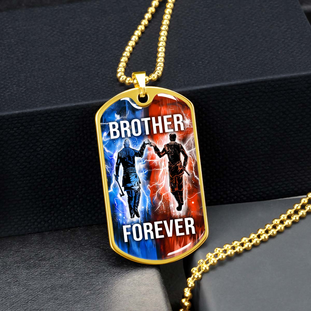 Viking - VKDL001 - Brother Forever - Ragnar Lothbrok - Floki - Viking Dog Tag - Military Ball Chain - Luxury Dog Tag