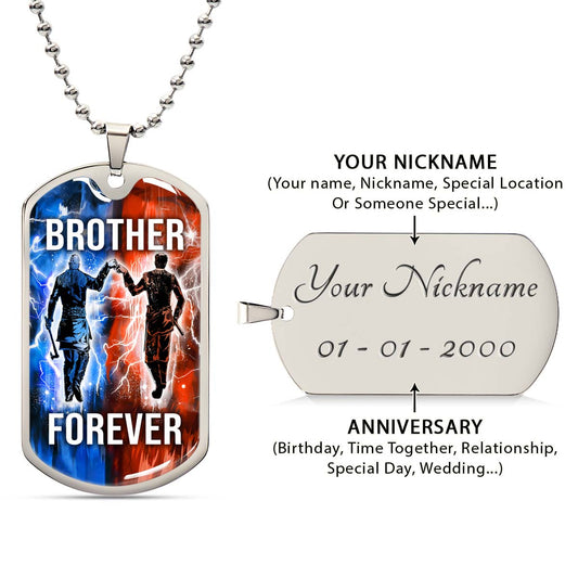 Viking - VKDL001 - Brother Forever - Ragnar Lothbrok - Floki - Viking Dog Tag - Military Ball Chain - Luxury Dog Tag