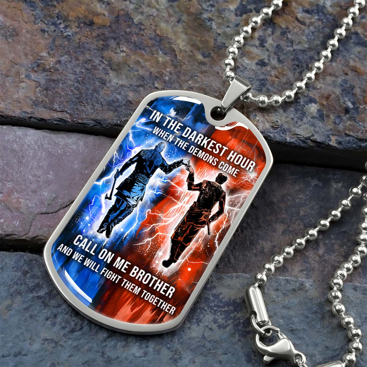 Viking - VKDL002 - Call On me Brother - Ragnar Lothbrok - Floki - Viking Dog Tag - Military Ball Chain - Luxury Dog Tag