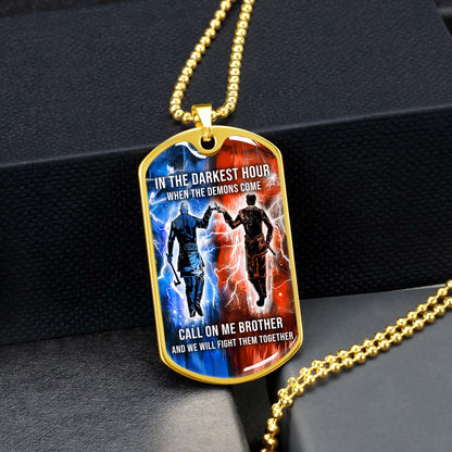 Viking - VKDL002 - Call On me Brother - Ragnar Lothbrok - Floki - Viking Dog Tag - Military Ball Chain - Luxury Dog Tag