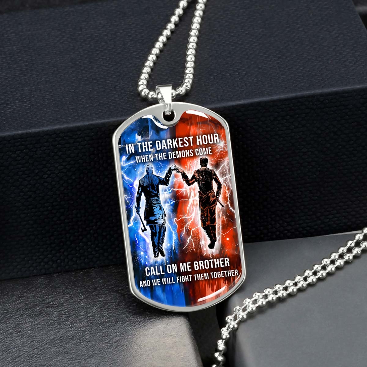 Viking - VKDL002 - Call On me Brother - Ragnar Lothbrok - Floki - Viking Dog Tag - Military Ball Chain - Luxury Dog Tag