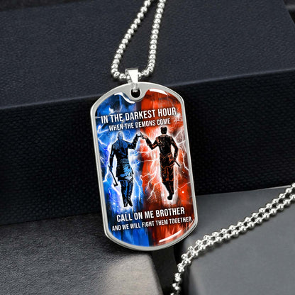 Viking - VKDL002 - Call On me Brother - Ragnar Lothbrok - Floki - Viking Dog Tag - Military Ball Chain - Luxury Dog Tag