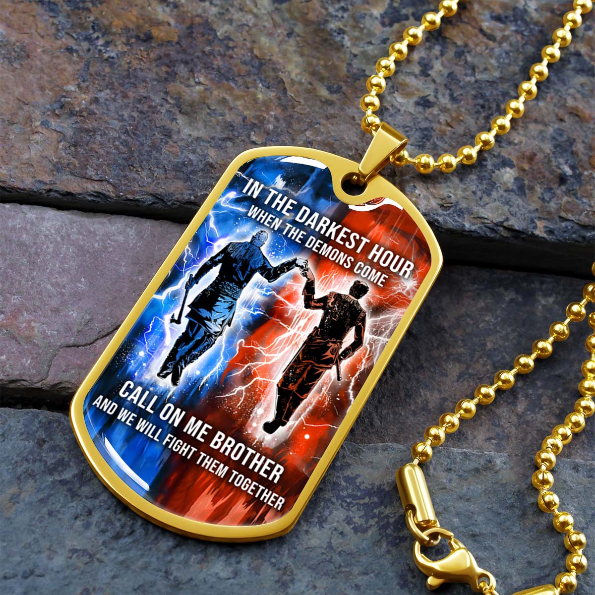 Viking - VKDL002 - Call On me Brother - Ragnar Lothbrok - Floki - Viking Dog Tag - Military Ball Chain - Luxury Dog Tag