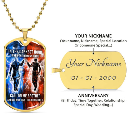 Viking - VKDL002 - Call On me Brother - Ragnar Lothbrok - Floki - Viking Dog Tag - Military Ball Chain - Luxury Dog Tag