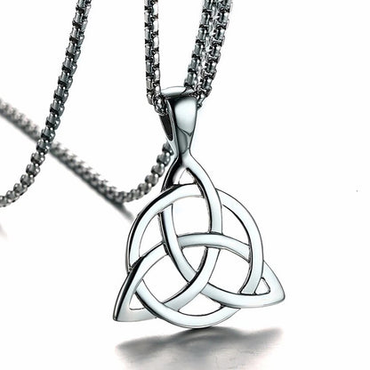 Viking Celtic Knot Necklaces for Men Stainless Steel Triple Knot Pendants Casual Male Jewelry with 24" Box Chain