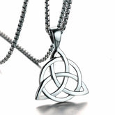 Viking Celtic Knot Necklaces for Men Stainless Steel Triple Knot Pendants Casual Male Jewelry with 24" Box Chain