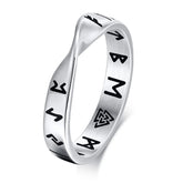 Viking Rings for Men, 4mm Twisted Mobius Finger Band with Viking Runes, Nordic Norse Almut Jewelry
