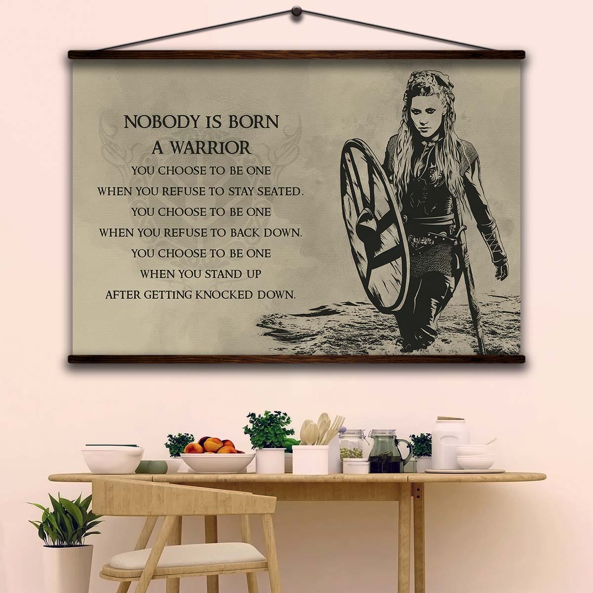 Viking Wall Art - Viking Poster - Viking Canvas - Nobody Is Born A Warrior - Lagertha - VK024 - Horizontal Poster - Horizontal Canvas