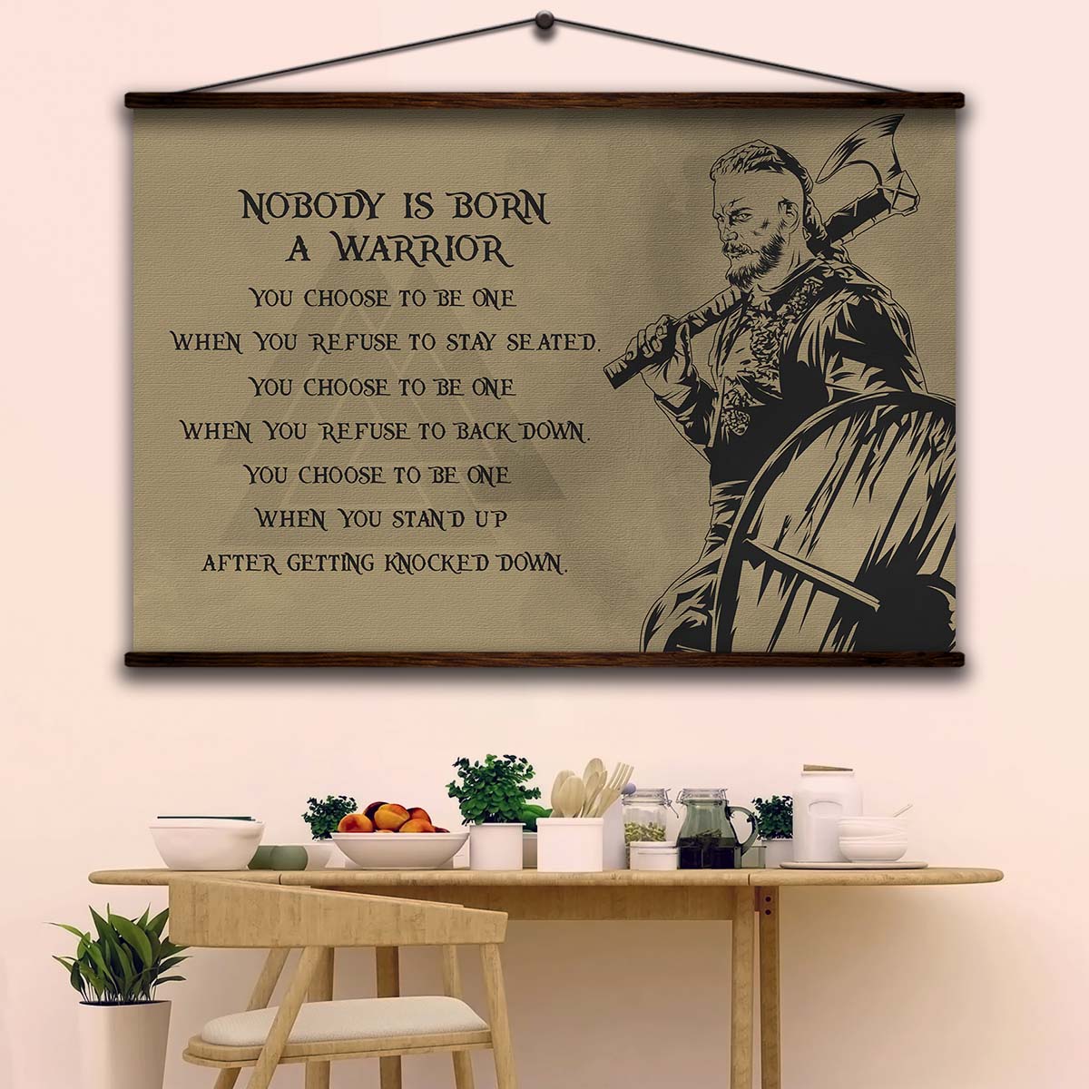 Viking Wall Art - Viking Poster - Viking Canvas - Nobody Is Born A Warrior - Ragnar Lodbrok - VK023 - Horizontal Poster - Horizontal Canvas
