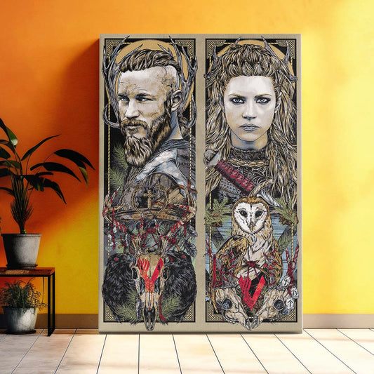Viking Wall Art - Viking Poster - Viking Canvas - Ragnar & Lagertha - VK005 - Vertical Poster - Vertical Canvas