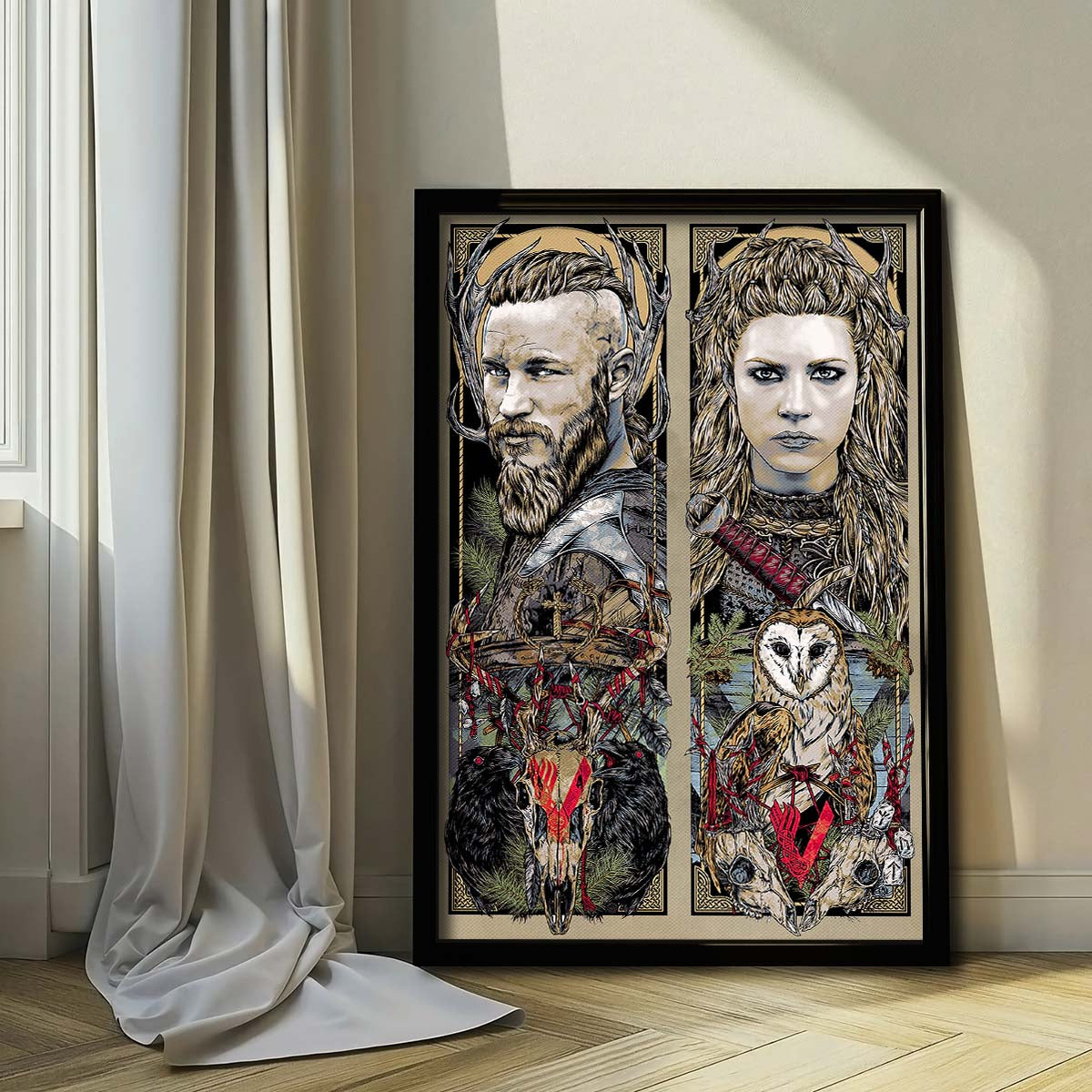 Viking Wall Art - Viking Poster - Viking Canvas - Ragnar & Lagertha - VK005 - Vertical Poster - Vertical Canvas