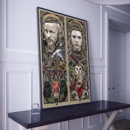 Viking Wall Art - Viking Poster - Viking Canvas - Ragnar & Lagertha - VK005 - Vertical Poster - Vertical Canvas