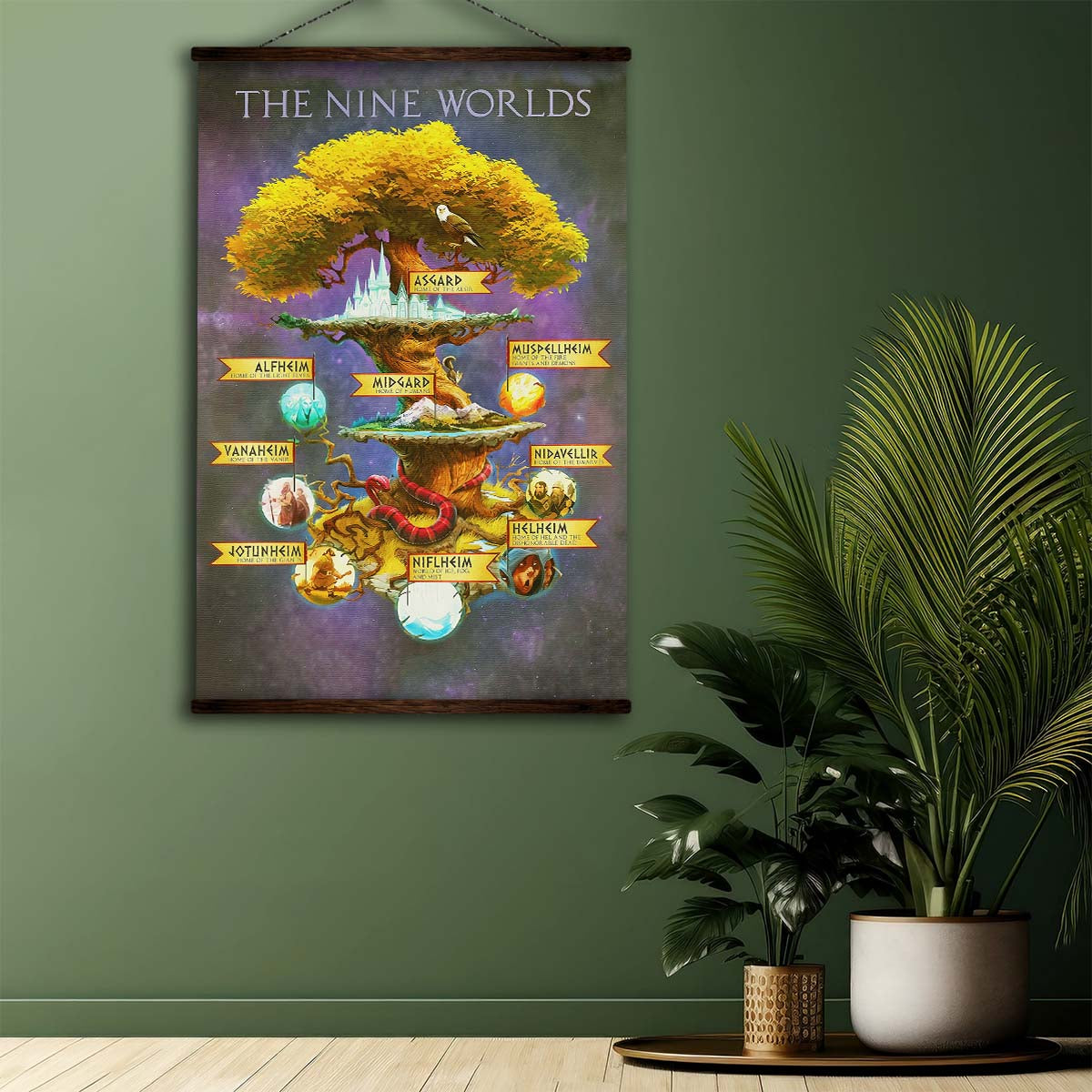 Viking Wall Art - Viking Poster - Viking Canvas - The Nine Worlds - VK008 - Vertical Poster - Vertical Canvas