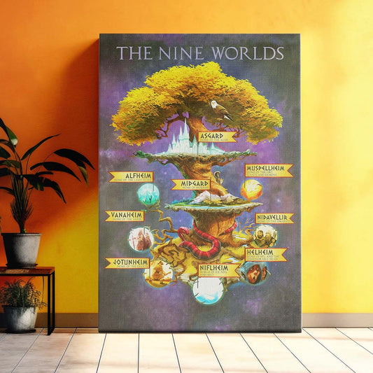 Viking Wall Art - Viking Poster - Viking Canvas - The Nine Worlds - VK008 - Vertical Poster - Vertical Canvas