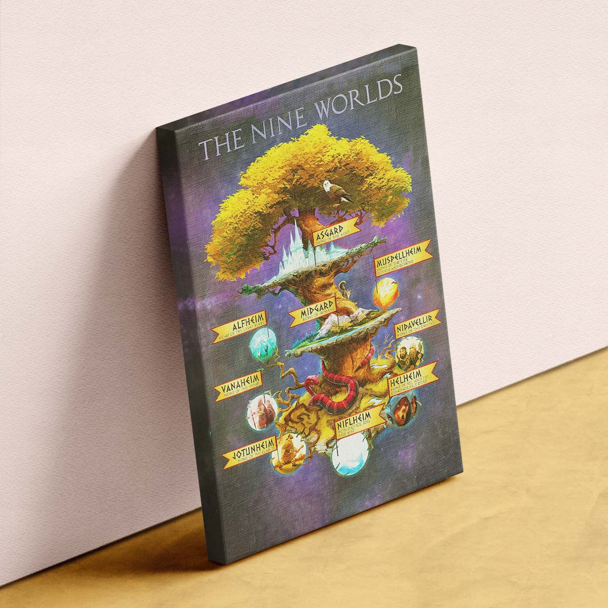 Viking Wall Art - Viking Poster - Viking Canvas - The Nine Worlds - VK008 - Vertical Poster - Vertical Canvas