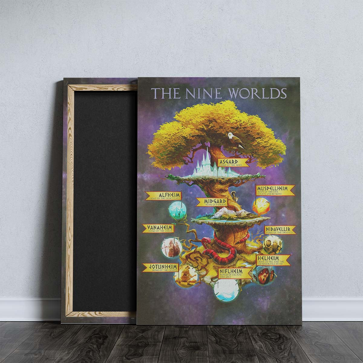 Viking Wall Art - Viking Poster - Viking Canvas - The Nine Worlds - VK008 - Vertical Poster - Vertical Canvas