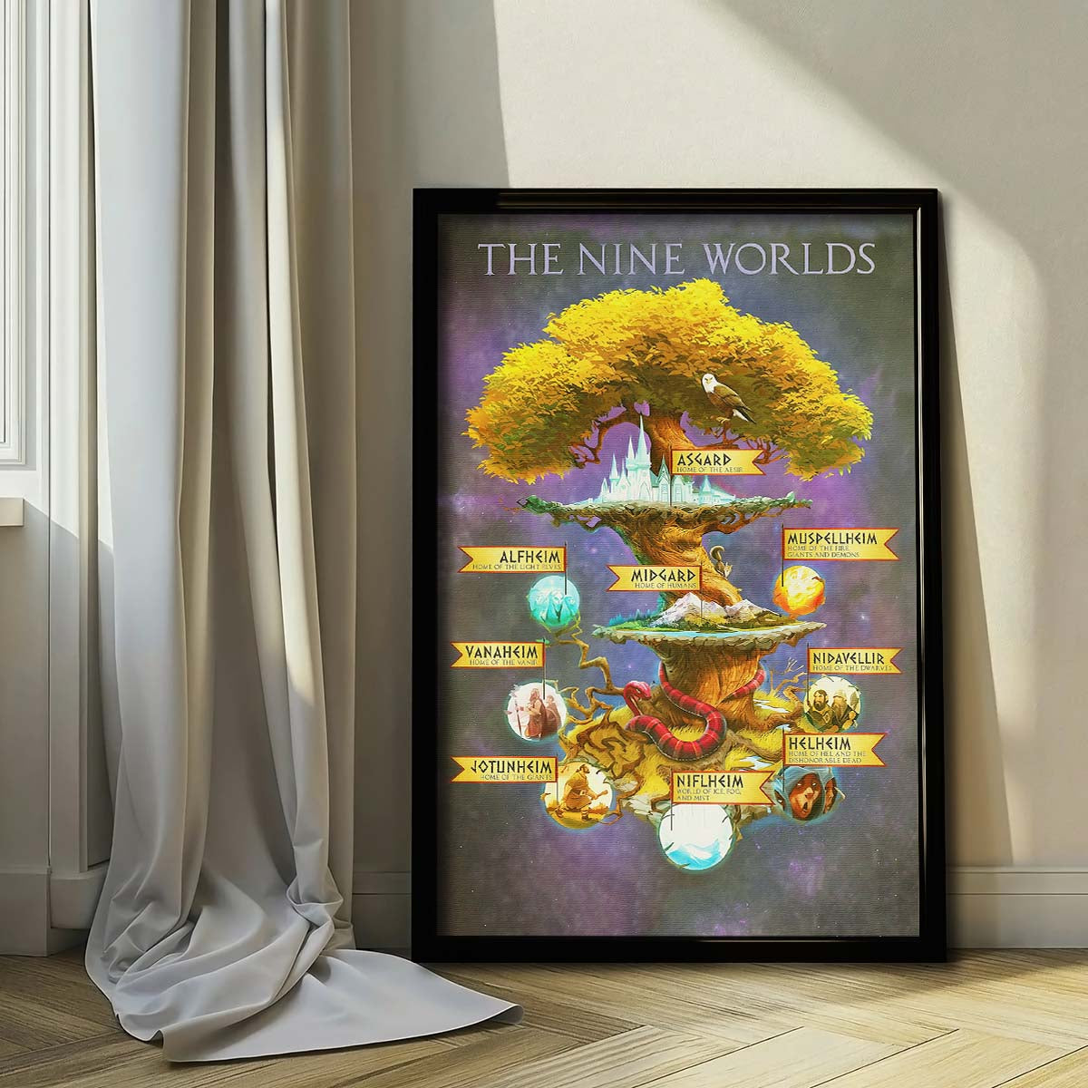 Viking Wall Art - Viking Poster - Viking Canvas - The Nine Worlds - VK008 - Vertical Poster - Vertical Canvas