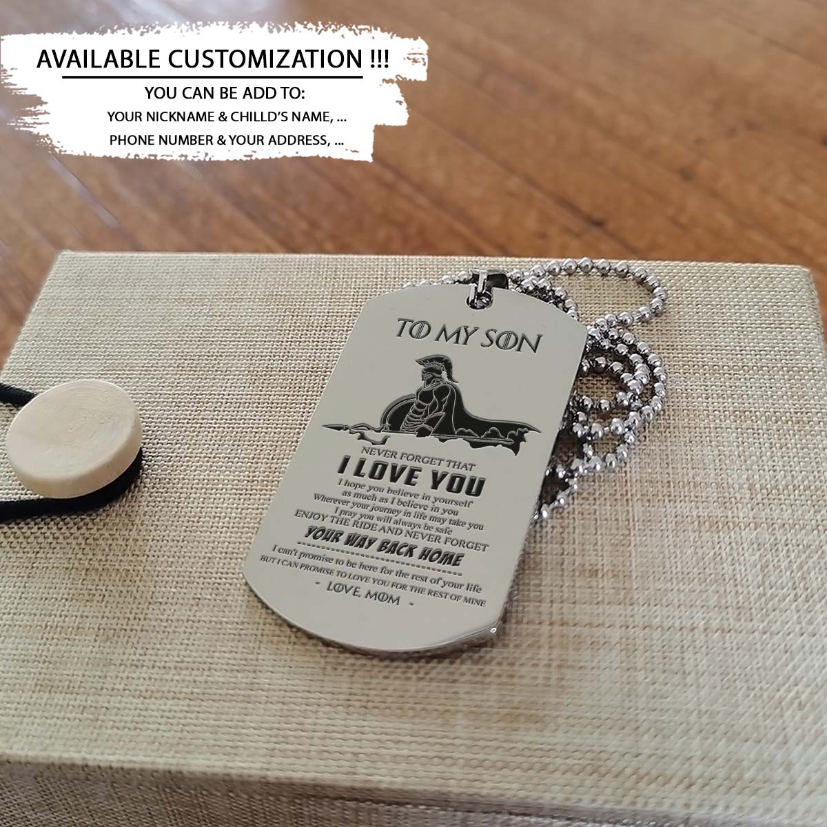 Spartan Dog Tag - Mom To Son - Your Way Back Home - Spartan Warrior - Sparta - Leonidas - Gladiator - Spartan Necklace - Engrave Dog Tag