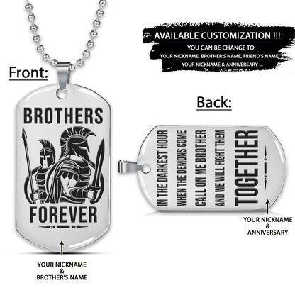 Spartan Dog Tag - Brothers Forever - Call On Me Brother - Spartan Warrior - Sparta - Leonidas - Gladiator - Spartan Necklace - Engrave Dog Tag