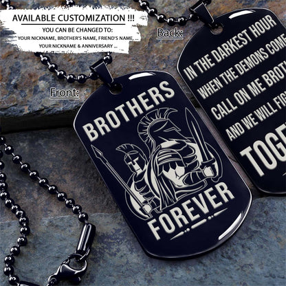 Spartan Dog Tag - Brothers Forever - Call On Me Brother - Spartan Warrior - Sparta - Leonidas - Gladiator - Spartan Necklace - Engrave Dog Tag
