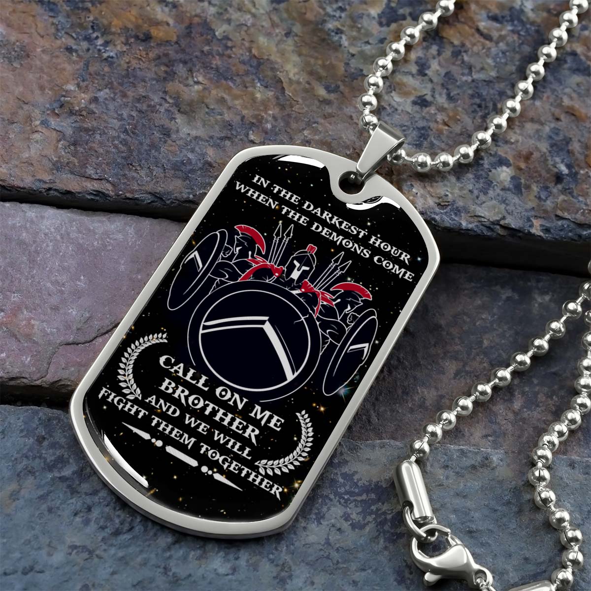 Warrior - WADL001 - Call On Me Brother - Sparta - Spartan - Warrior Dog Tag - Military Ball Chain - Luxury Dog Tag