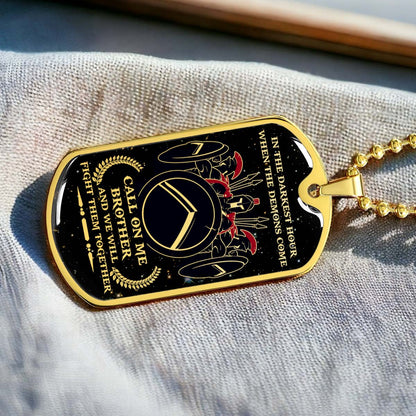 Warrior - WADL001 - Call On Me Brother - Sparta - Spartan - Warrior Dog Tag - Military Ball Chain - Luxury Dog Tag