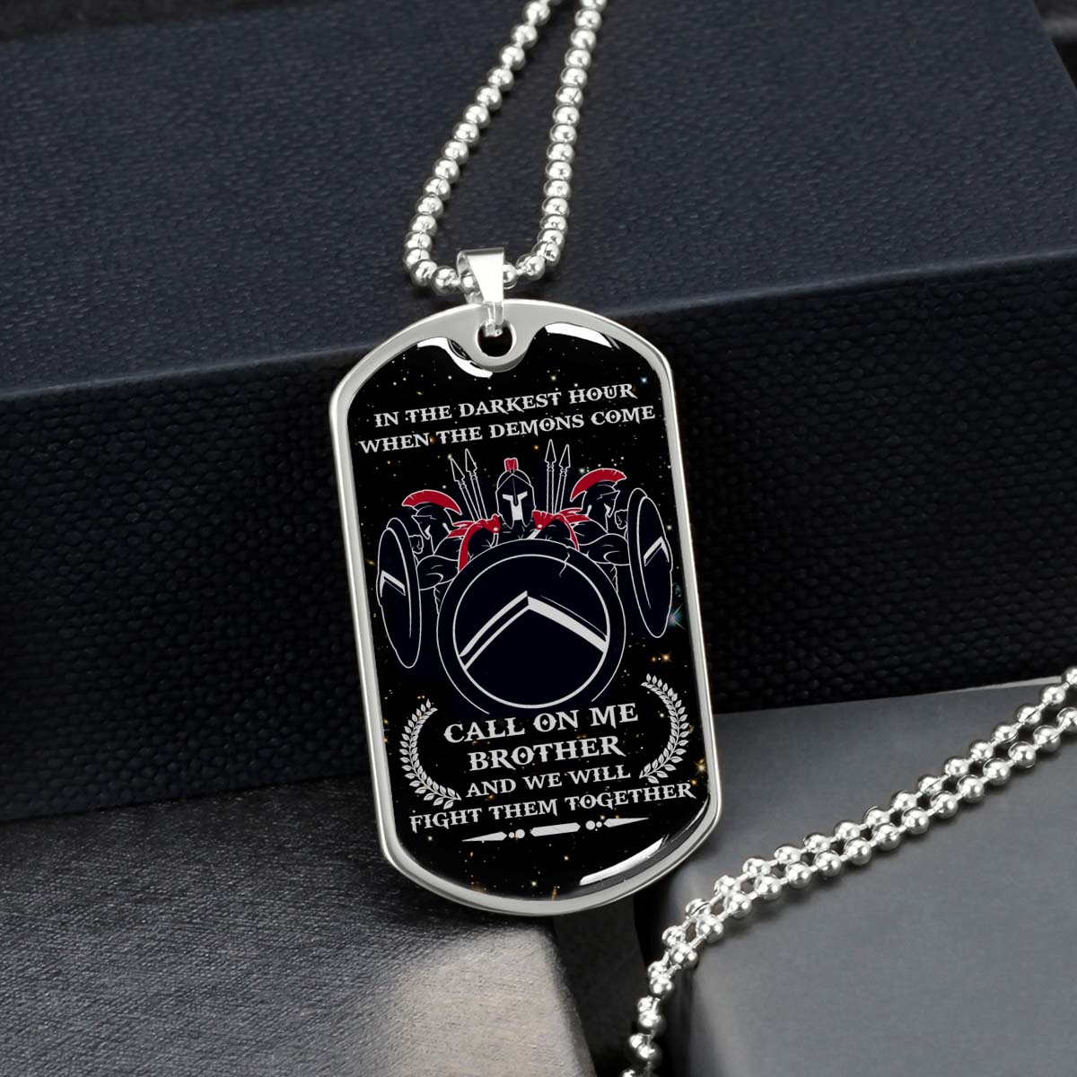 Warrior - WADL001 - Call On Me Brother - Sparta - Spartan - Warrior Dog Tag - Military Ball Chain - Luxury Dog Tag