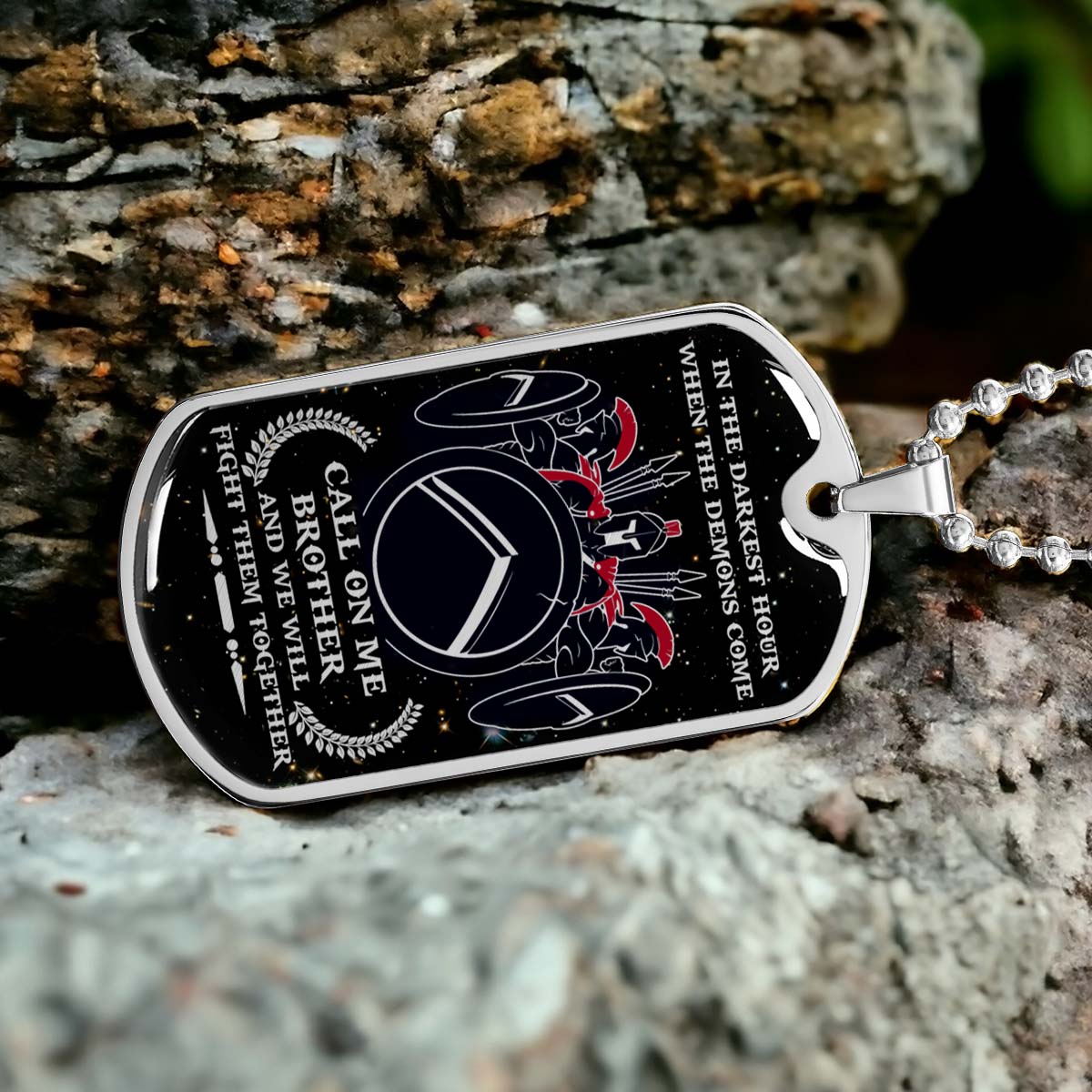 Warrior - WADL001 - Call On Me Brother - Sparta - Spartan - Warrior Dog Tag - Military Ball Chain - Luxury Dog Tag