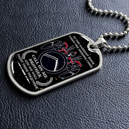 Warrior - WADL001 - Call On Me Brother - Sparta - Spartan - Warrior Dog Tag - Military Ball Chain - Luxury Dog Tag