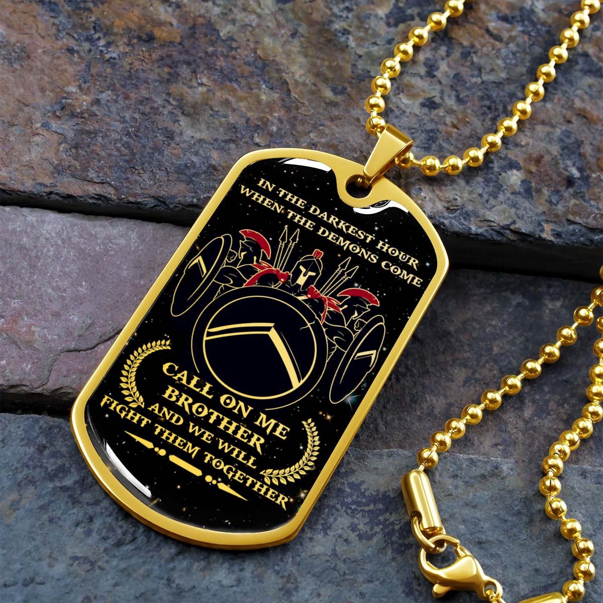 Warrior - WADL001 - Call On Me Brother - Sparta - Spartan - Warrior Dog Tag - Military Ball Chain - Luxury Dog Tag