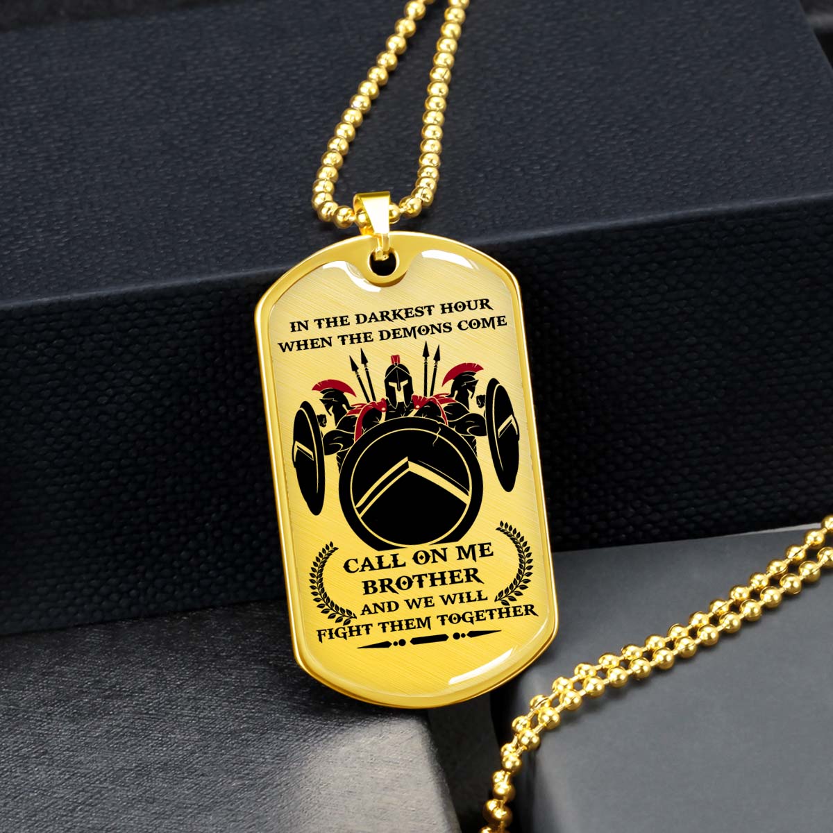 Warrior - WADL002 - Call On Me Brother - Sparta - Spartan - Warrior Dog Tag - Military Ball Chain - Luxury Dog Tag