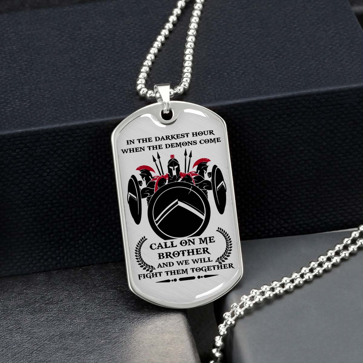 Warrior - WADL002 - Call On Me Brother - Sparta - Spartan - Warrior Dog Tag - Military Ball Chain - Luxury Dog Tag