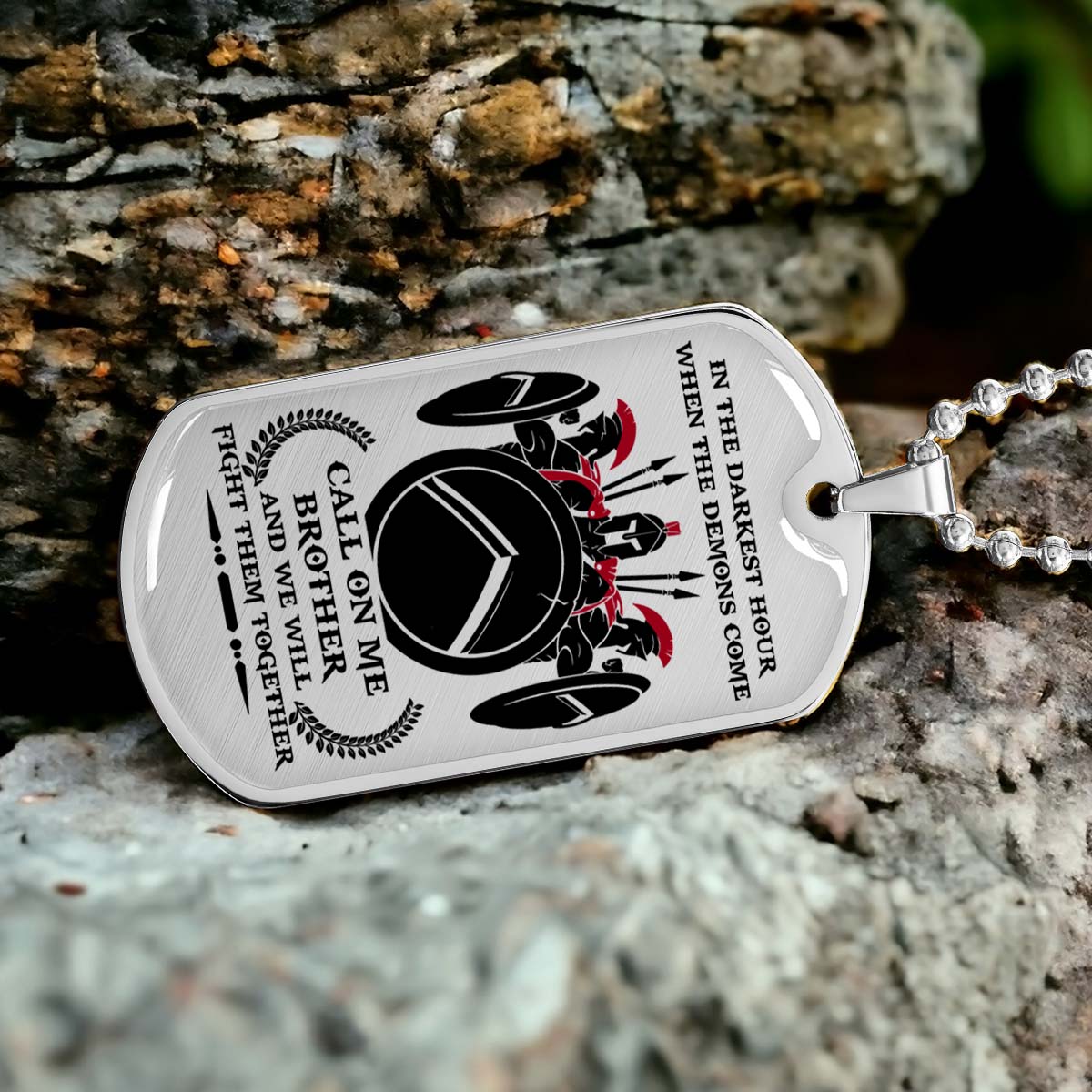 Warrior - WADL002 - Call On Me Brother - Sparta - Spartan - Warrior Dog Tag - Military Ball Chain - Luxury Dog Tag