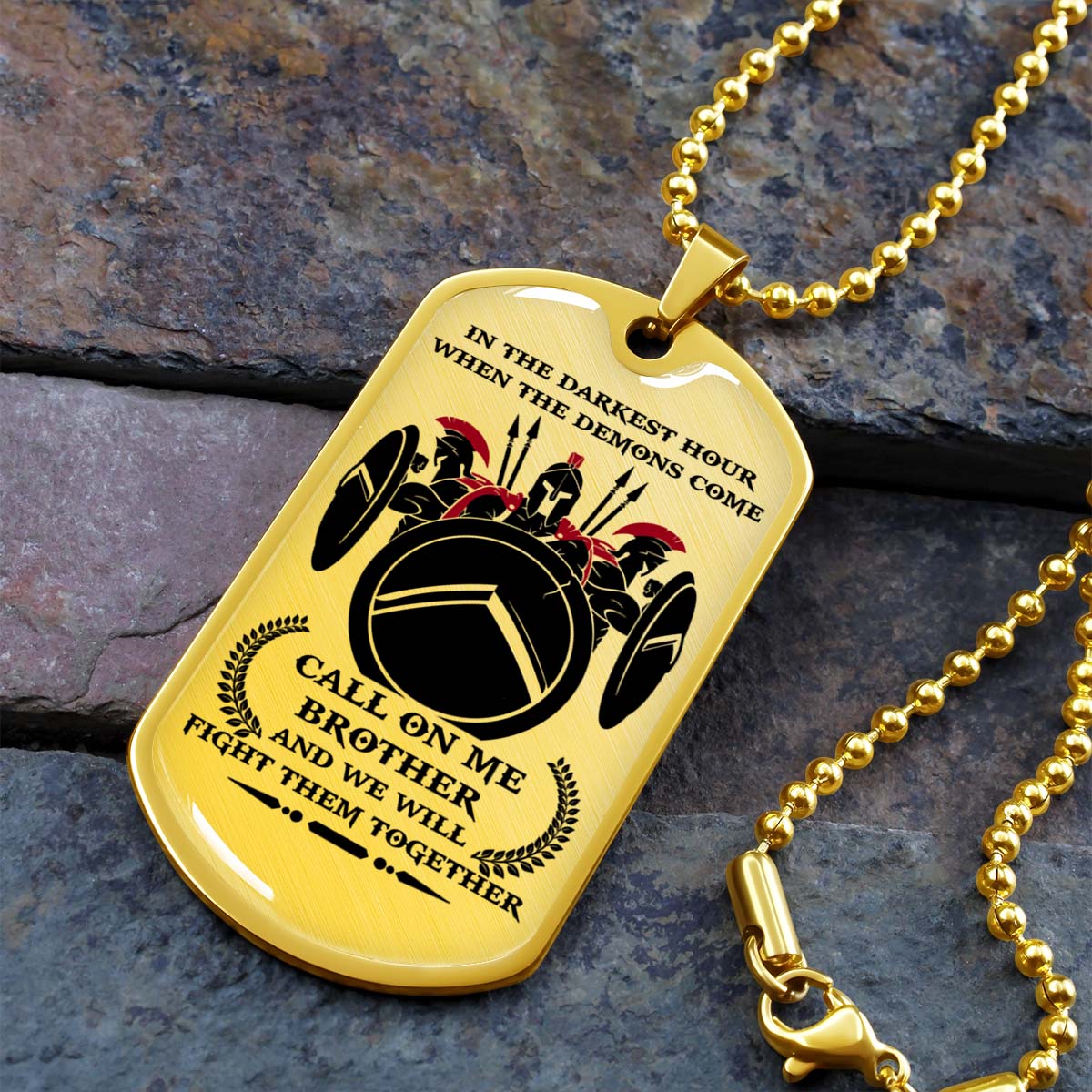 Warrior - WADL002 - Call On Me Brother - Sparta - Spartan - Warrior Dog Tag - Military Ball Chain - Luxury Dog Tag