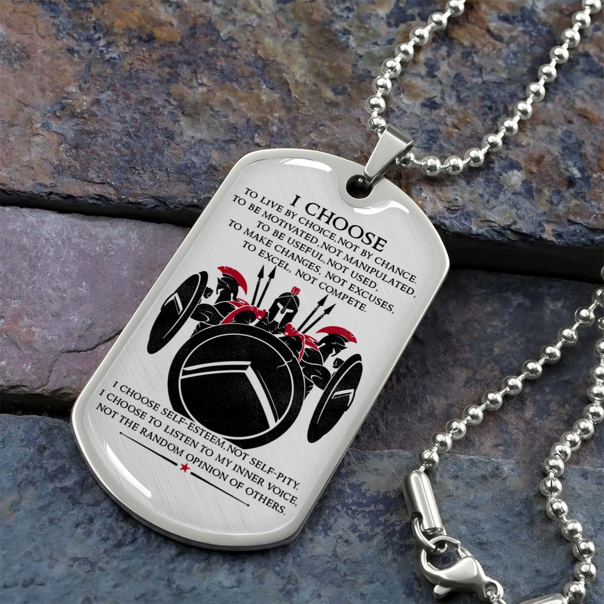 Warrior - WADL003 - I Choose - Sparta - Spartan - Warrior Dog Tag - Military Ball Chain - Luxury Dog Tag