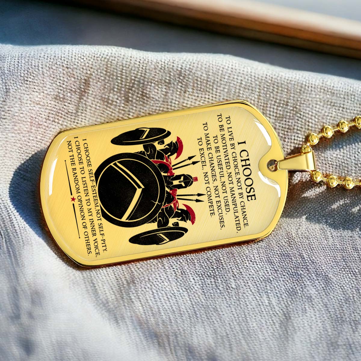Warrior - WADL003 - I Choose - Sparta - Spartan - Warrior Dog Tag - Military Ball Chain - Luxury Dog Tag