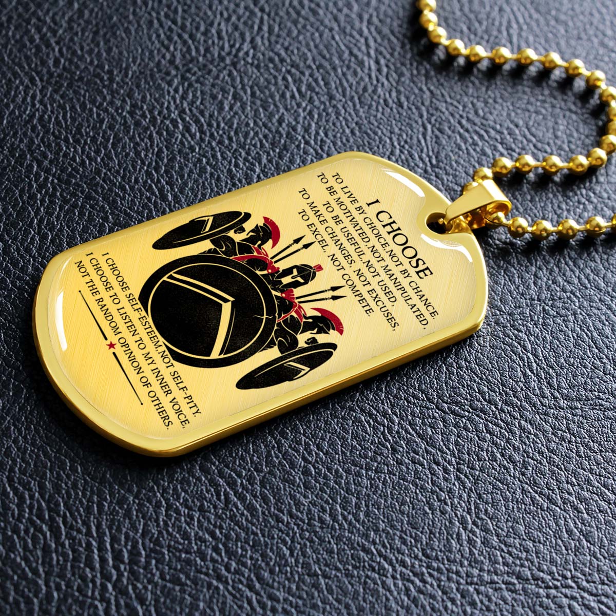 Warrior - WADL003 - I Choose - Sparta - Spartan - Warrior Dog Tag - Military Ball Chain - Luxury Dog Tag