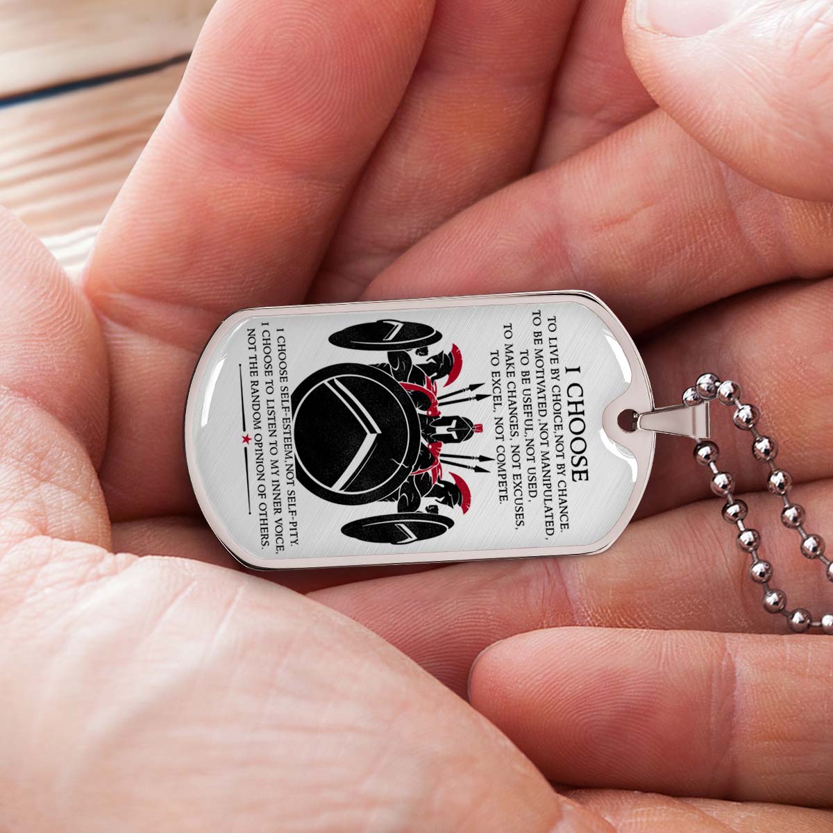 Warrior - WADL003 - I Choose - Sparta - Spartan - Warrior Dog Tag - Military Ball Chain - Luxury Dog Tag