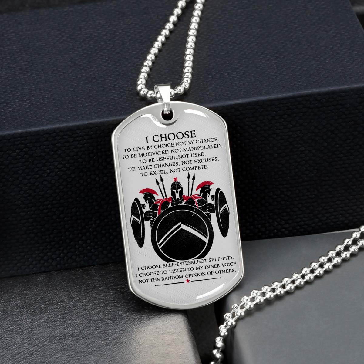 Warrior - WADL003 - I Choose - Sparta - Spartan - Warrior Dog Tag - Military Ball Chain - Luxury Dog Tag