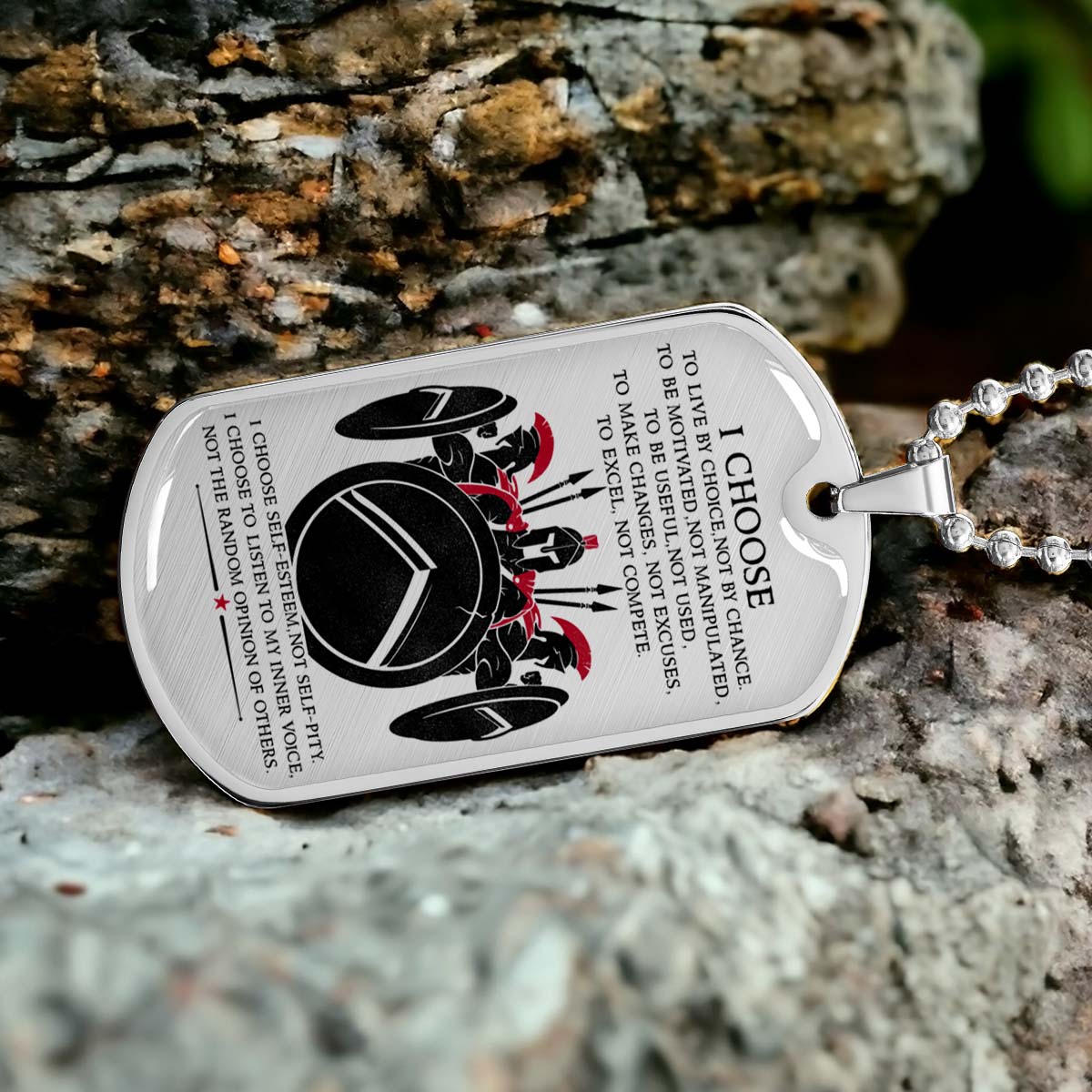 Warrior - WADL003 - I Choose - Sparta - Spartan - Warrior Dog Tag - Military Ball Chain - Luxury Dog Tag