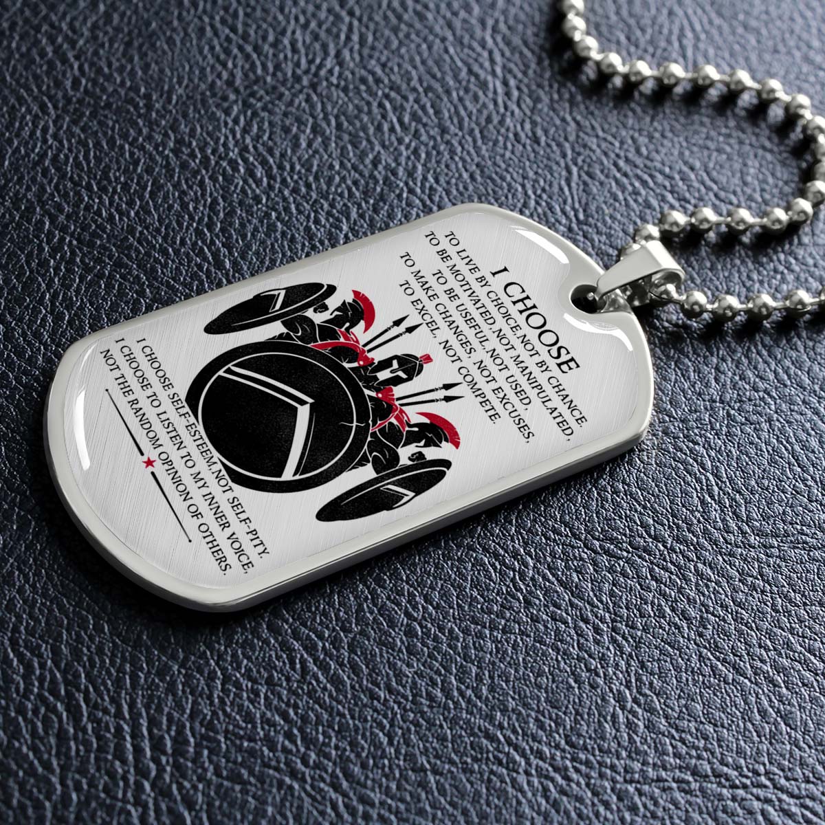 Warrior - WADL003 - I Choose - Sparta - Spartan - Warrior Dog Tag - Military Ball Chain - Luxury Dog Tag