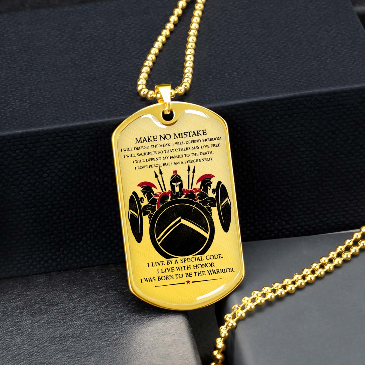 Warrior - WADL007 - Make No Mistake - Sparta - Spartan - Warrior Dog Tag - Military Ball Chain - Luxury Dog Tag