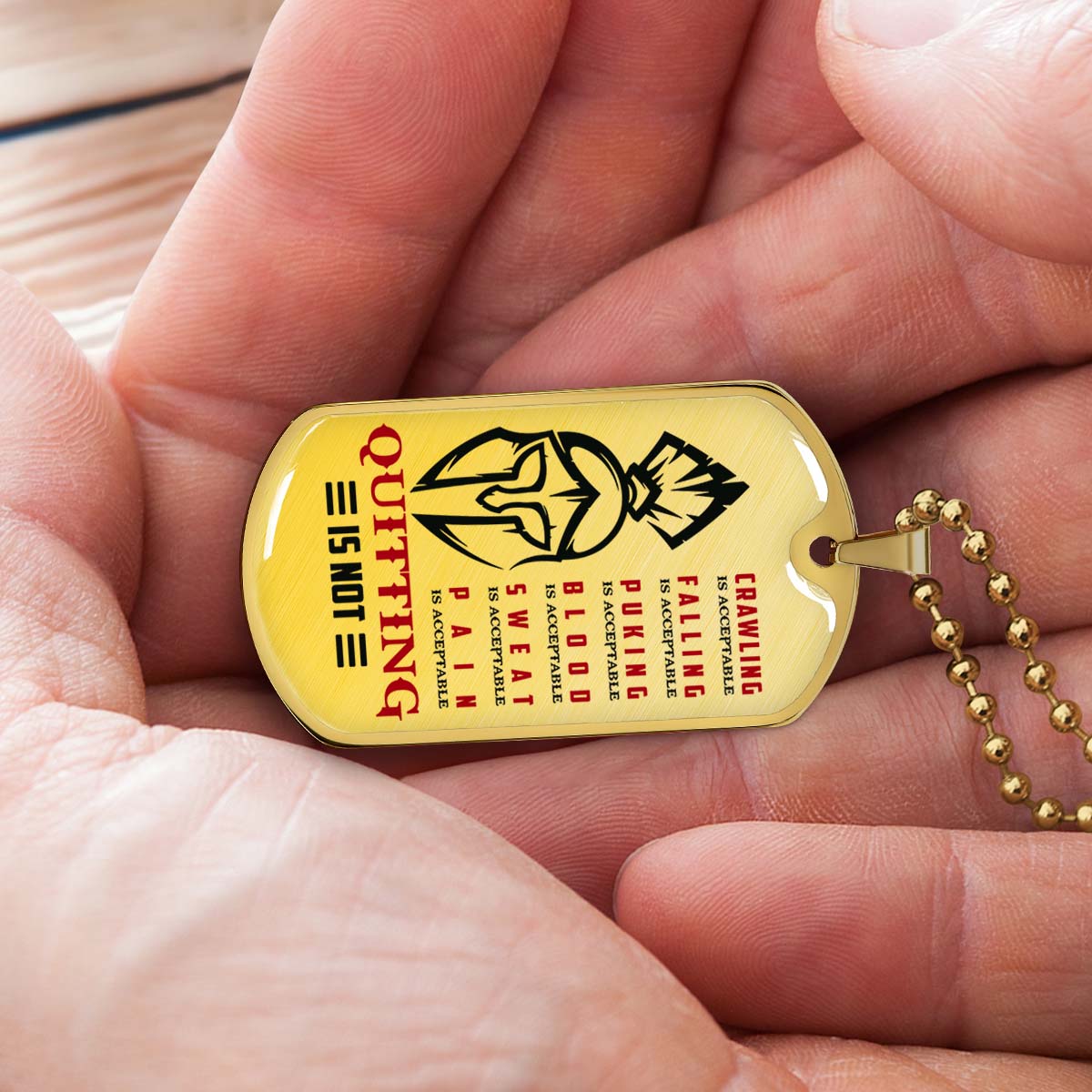 Warrior - WADL010 - Quitting Is Not - Sparta - Spartan - Warrior Dog Tag - Military Ball Chain - Luxury Dog Tag