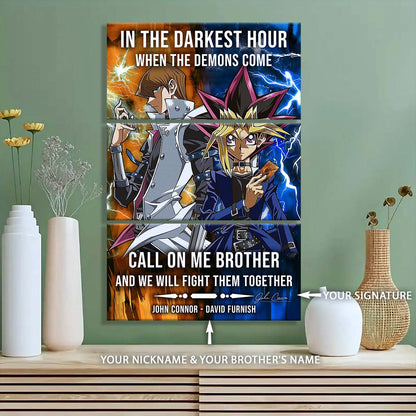 Yugioh - 3 Piece Wall Art - YO001 - In The Darkest Hour - Call On Me Brother - Yugioh - Seto Kaiba - Yugioh Canvas