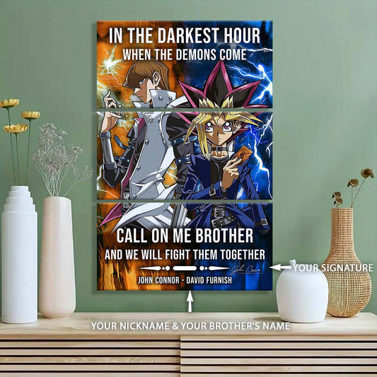 Yugioh - 3 Piece Wall Art - YO001 - In The Darkest Hour - Call On Me Brother - Yugioh - Seto Kaiba - Yugioh Canvas